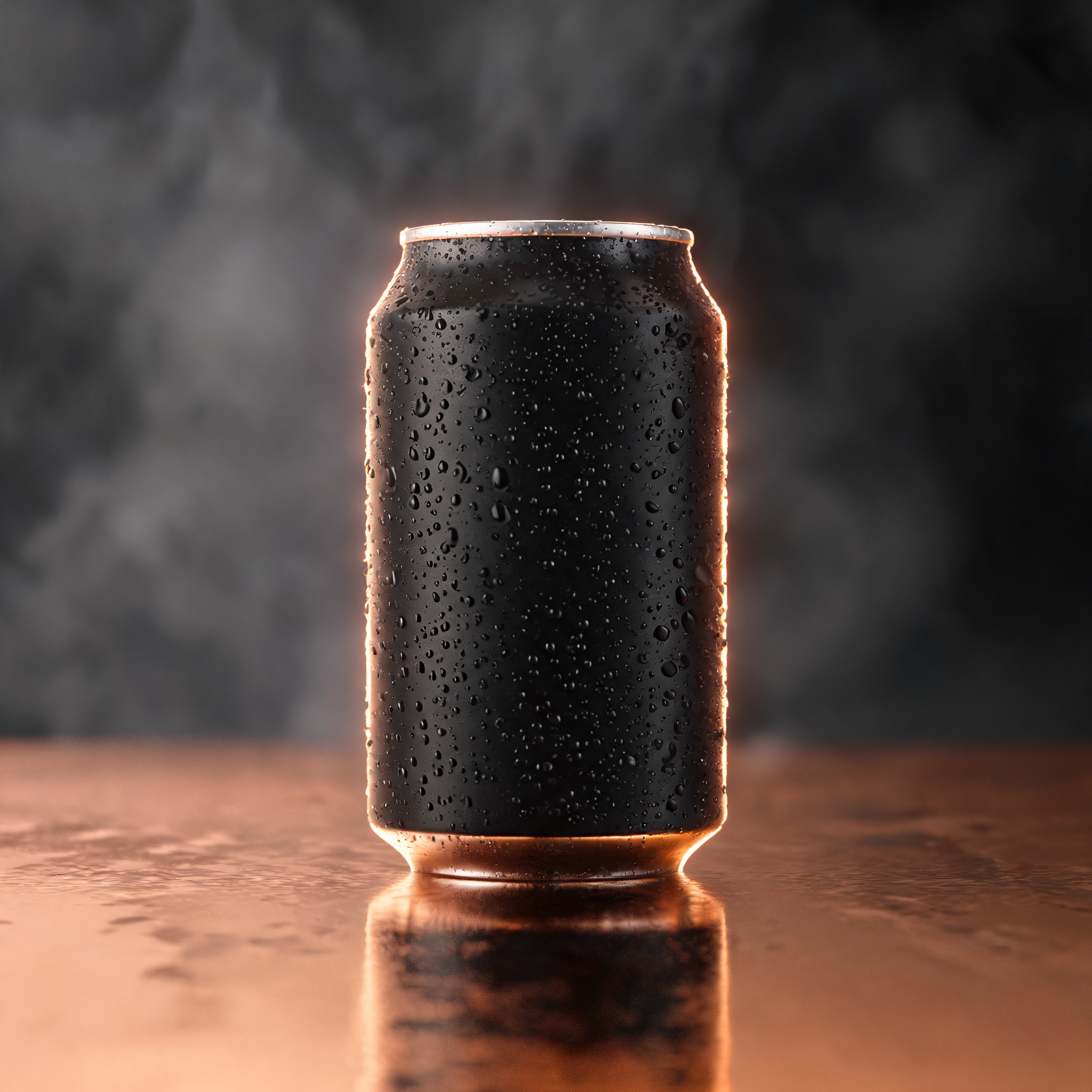 Coffee can product ad with amber lighting